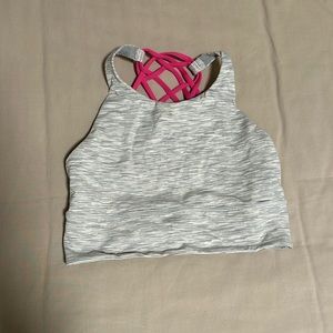 Lululemon Grey and Pink High Neck Free to Be Long Bra